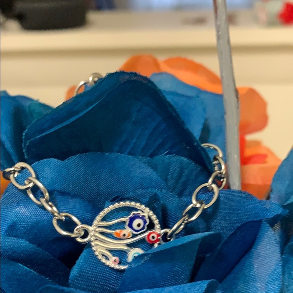Evil eye silver/stainless steel toggle